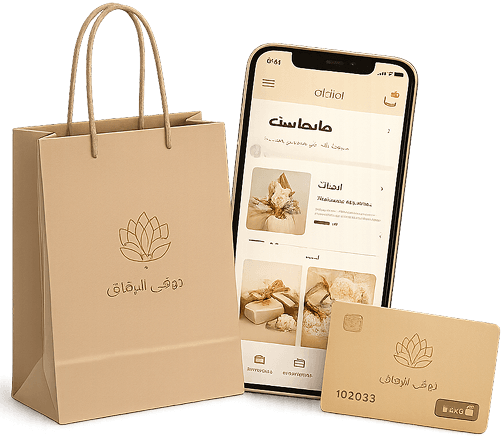 أكياس هدايا وهاتف وبطاقة إهداء
